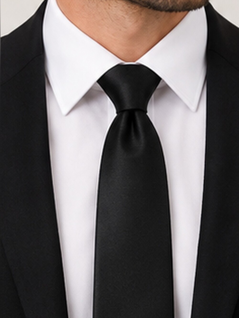 Ashford & Brooks London Black Necktie 100% Polyester Classic Formal Tie